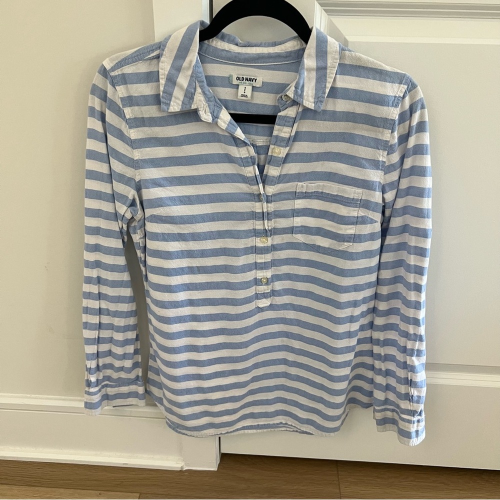 Blue & White Stripe Button Down